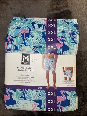 Member's Mark Men's Blue Flamingo Resort Swim Trunks - XXL